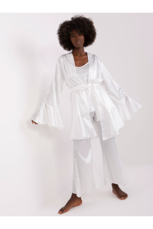 3 dalių pižama su chalatu (baltos spalvos)