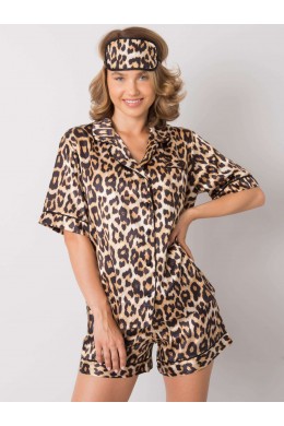 2 dalių pižama su leopardo kailio motyvais (smėlio spalvos)