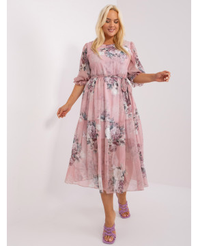 Plus size dydžio midi suknelė moterims Lakert (rožinė)