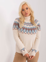 Plus size dydžio megztinis moterims (baltos spalvos)