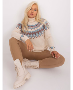 Plus size dydžio megztinis moterims (baltos spalvos)