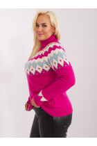 Plus size dydžio megztinis moterims (rožinės spalvos)
