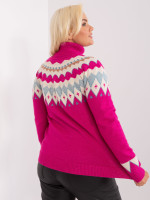 Plus size dydžio megztinis moterims (rožinės spalvos)