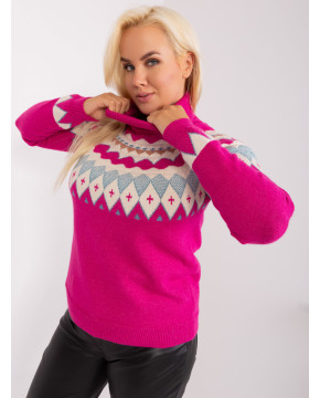 Plus size dydžio megztinis moterims (rožinės spalvos)
