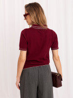 Elegantiškas polo megztinis moterims (bordo)