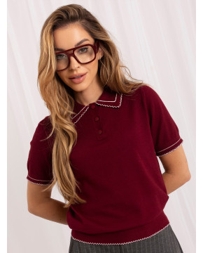 Elegantiškas polo megztinis moterims (bordo)