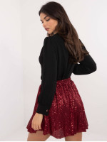 Puošnus šventinis sijonas su blizgučiais (bordo)