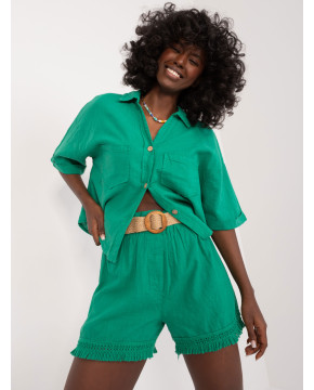 Lininiai šortai moterims (žali)