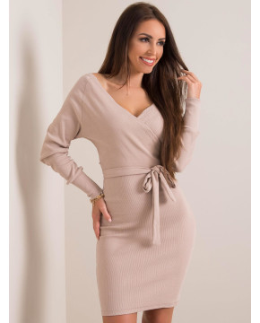 Suknelė su dirželiu Rue Paris (Smėlio spalvos)