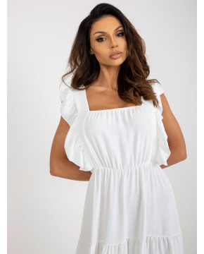 Ilga vasarinė suknelė su raukiniais (Baltos spalvos)