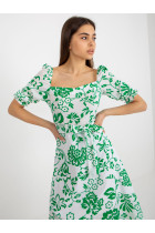 Medvilninė vasarinė suknelė su raštais (baltos ir žalios spalvų)