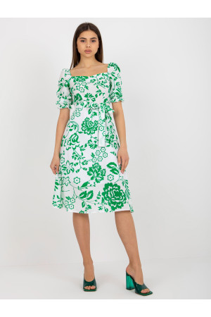 Medvilninė vasarinė suknelė su raštais (baltos ir žalios spalvų)