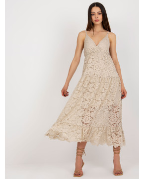 Vasarinė suknelė su raukiniais (smėlio spalvos)