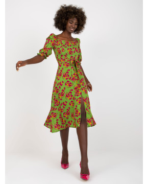Gėlėta midi suknelė Lakert (žalia)