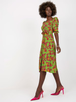 Gėlėta midi suknelė Lakert (žalia)