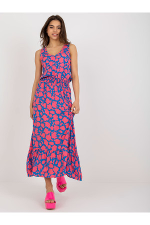 Ilga vasarinė suknelė su raštais (turkio spalvos)