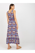Ilga vasarinė suknelė su raštais (violetinė)