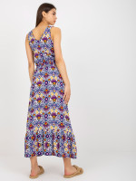 Ilga vasarinė suknelė su raštais (violetinė)