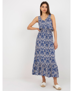 Ilga vasarinė suknelė su raštais (mėlyna)