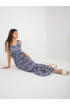 Ilga vasarinė suknelė su raštais (mėlyna)