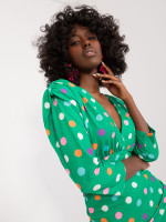 Aptempta suknelė moterims su taškeliais (žalia)