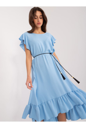 Ilga suknelė moterims su raukiniais (mėlyna)