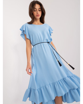 Ilga suknelė moterims su raukiniais (mėlyna)