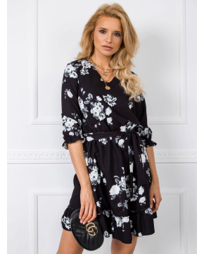 Gėlėta proginė suknelė moterims Lakert (Juoda)