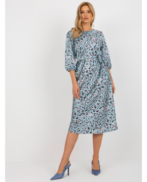 Kokteilinė midi suknelė su gėlių leopado Lakert (melsva)