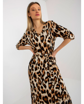 Asimetriška ilga suknelė su leopardo raštais Lakert
