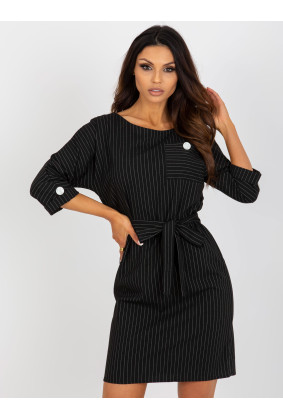 Dryžuota pieštuko tipo suknelė 3 ketvirčių rankovėmis Lakert (juoda)
