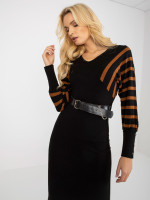 Megzta midi suknelė Oh Bella (juoda ir ruda)