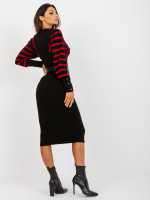 Megzta midi suknelė Oh Bella (juoda ir raudona)