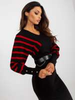 Megzta midi suknelė Oh Bella (juoda ir raudona)