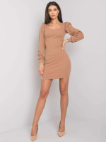 Aptempta suknelė pūstomis rankovėmis Rue Paris (Šviesiai ruda)