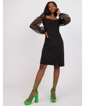 Kokteilinė suknelė pūstomis rankovėmis Lakert (Juoda) Kokteilinė suknelė pūstomis rankovėmis Lakert (Juoda)