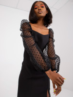 Kokteilinė suknelė pūstomis rankovėmis Lakert (Juoda)