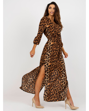 Asimetriška ilga suknelė su leopardo raštais Lakert
