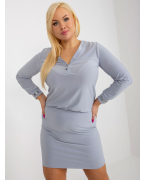 Plus size dydžio mini suknelė moterims (pilka)