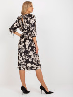 Kokteilinė suknelė su gėlių raštais Lakert (juoda ir smėlio)