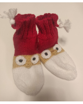 Vaikiškos kalėdinės kojinytės su sniego seniais (raudona-balta)