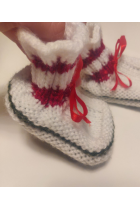 Vaikiškos kojinytės su ornamentu (baltos-raudonos)