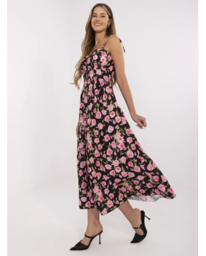 Ilga vasarinė suknelė moterims su gėlėmis