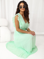 Elegantiška maxi suknelė moterims su diržu (mėtinė)